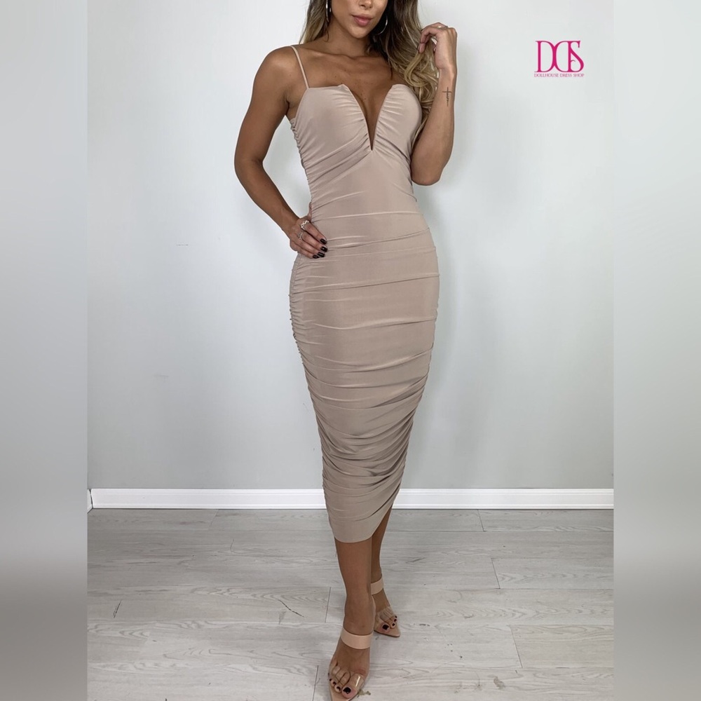 Just In! Romania - Taupe Midi Party Dress - Picture 3 of 8